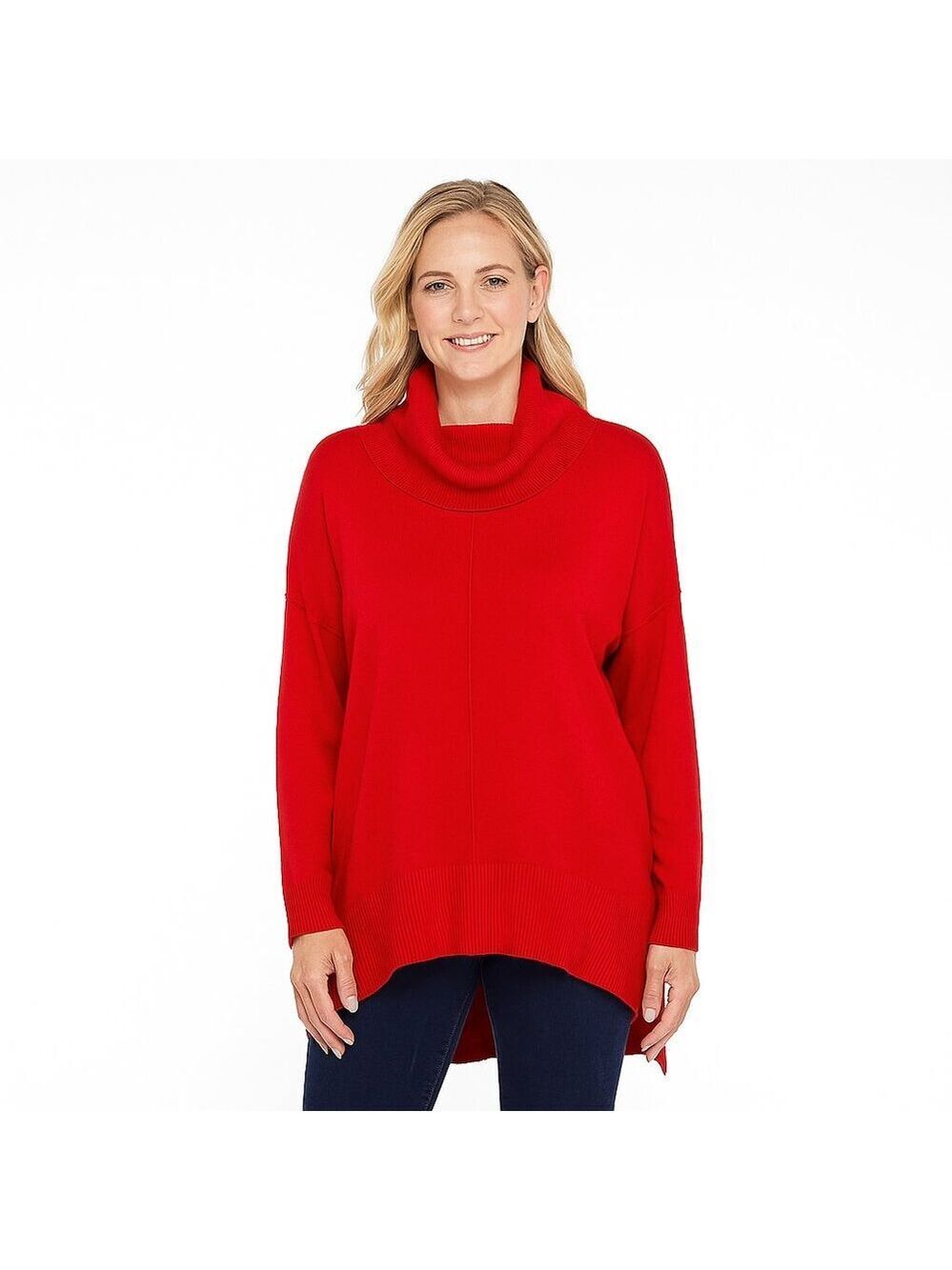 Cozy Chic! Est. 1946 Red Hi-Lo Cowl Neck Sweater | Size L